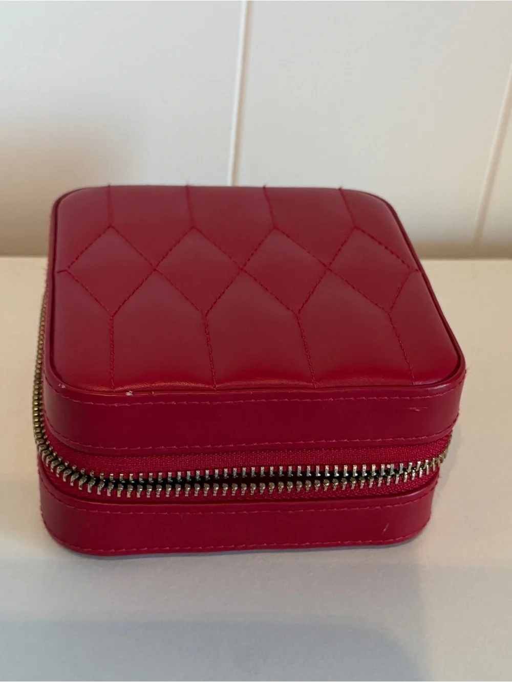 WOLF Red Quilted Leather Jewelry Case with Tassel Wristlet